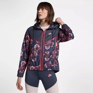 NIKE Floral Print Windrunner Hooded Jacket